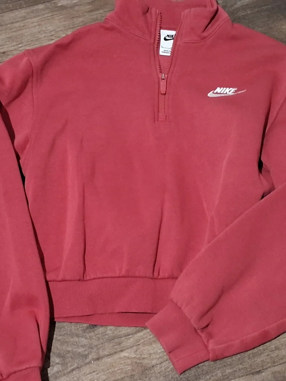 Nike Kids Coral Quarter-Zip Sweatshirt with White Logo